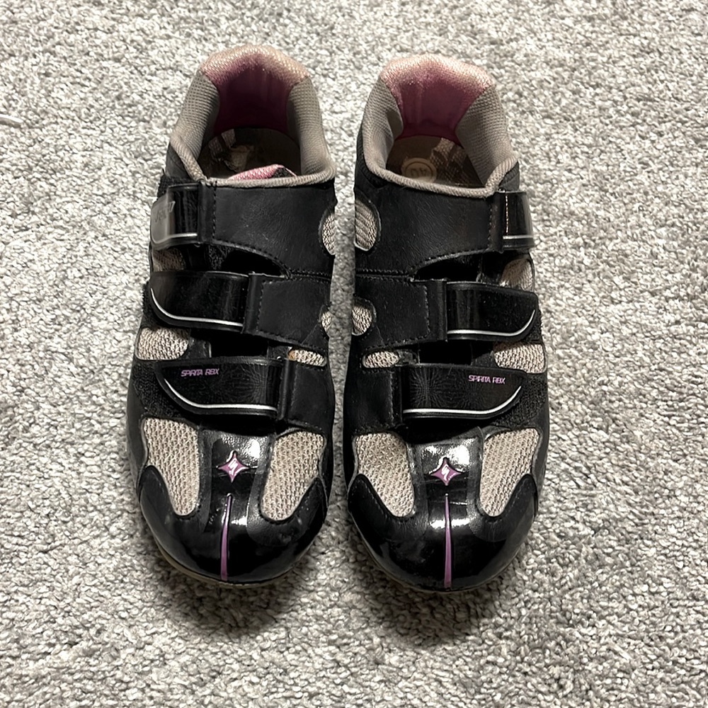 Specialized cycle shoes with clip ons attached